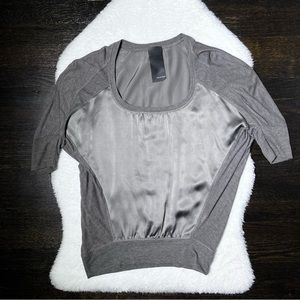 Heather Gray Modal/Silk Scoop Neck Top Medium